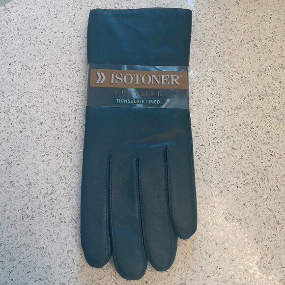 NWT Isotoner Leather Thinsulate Lined Gloves Size 8.5/9 - Picture 1 of 6